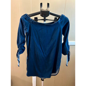 White House Black Market Blue Denim Off-Shoulder Tunic Top Women's XS